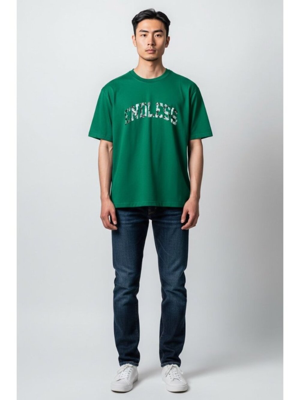 Green Hanes Beefy Mens T-Shirt With "Endless" Camo Design Graphic